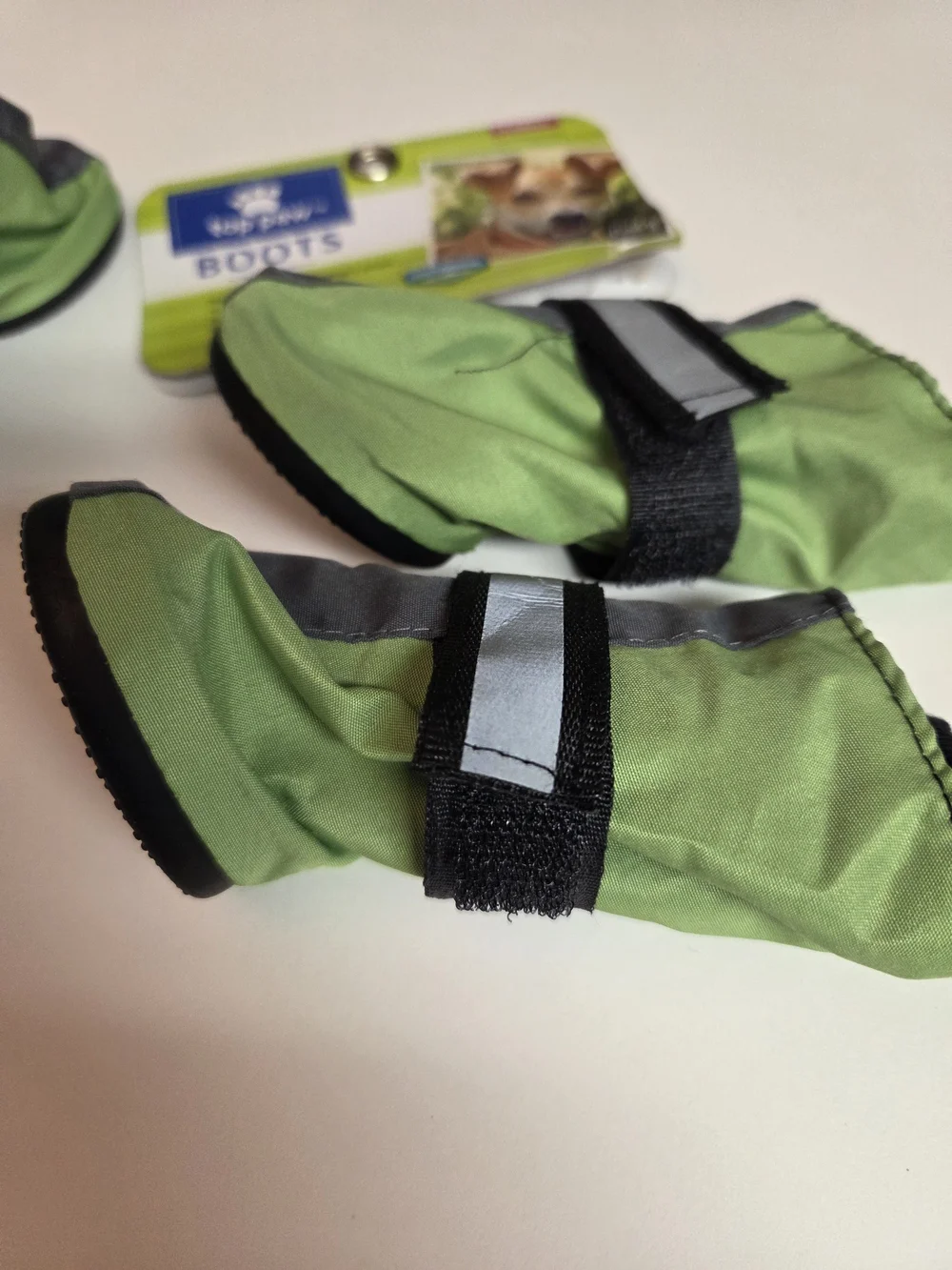 Top Paw Green Reflective Dog Boots with Black Soles